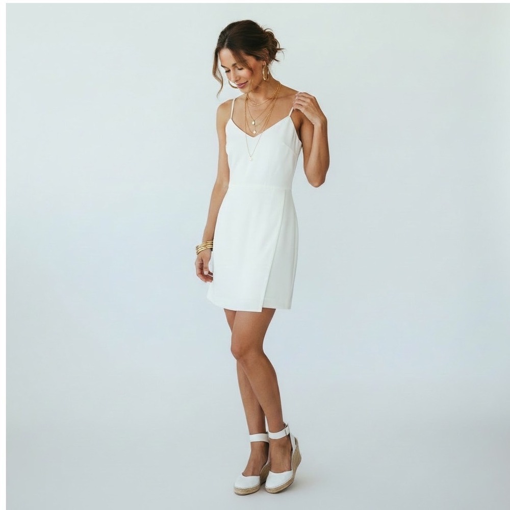 French Connection‎ Whisper Mini Envelope Dress Size 12 White Adjustable Straps